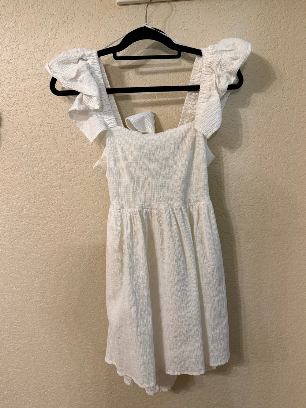 Miami White Ruffle Tie Back Mini Dress Size Medium